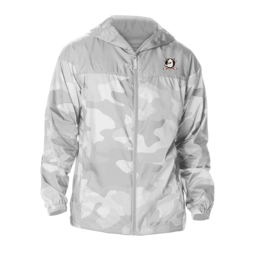 Anaheim Ducks Columbia Camo Flash Challenger Omni-Shade Full-Zip Hoodie Windbreaker - Gray Hoodies