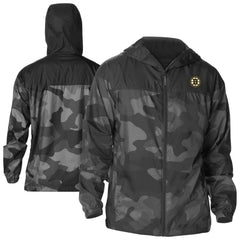 Boston Bruins Columbia Camo Flash Challenger Omni-Shade Full-Zip Hoodie Windbreaker - Black Hoodies