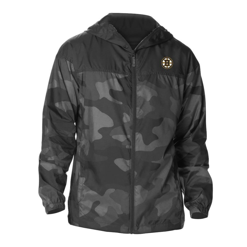 Boston Bruins Columbia Camo Flash Challenger Omni-Shade Full-Zip Hoodie Windbreaker - Black Hoodies