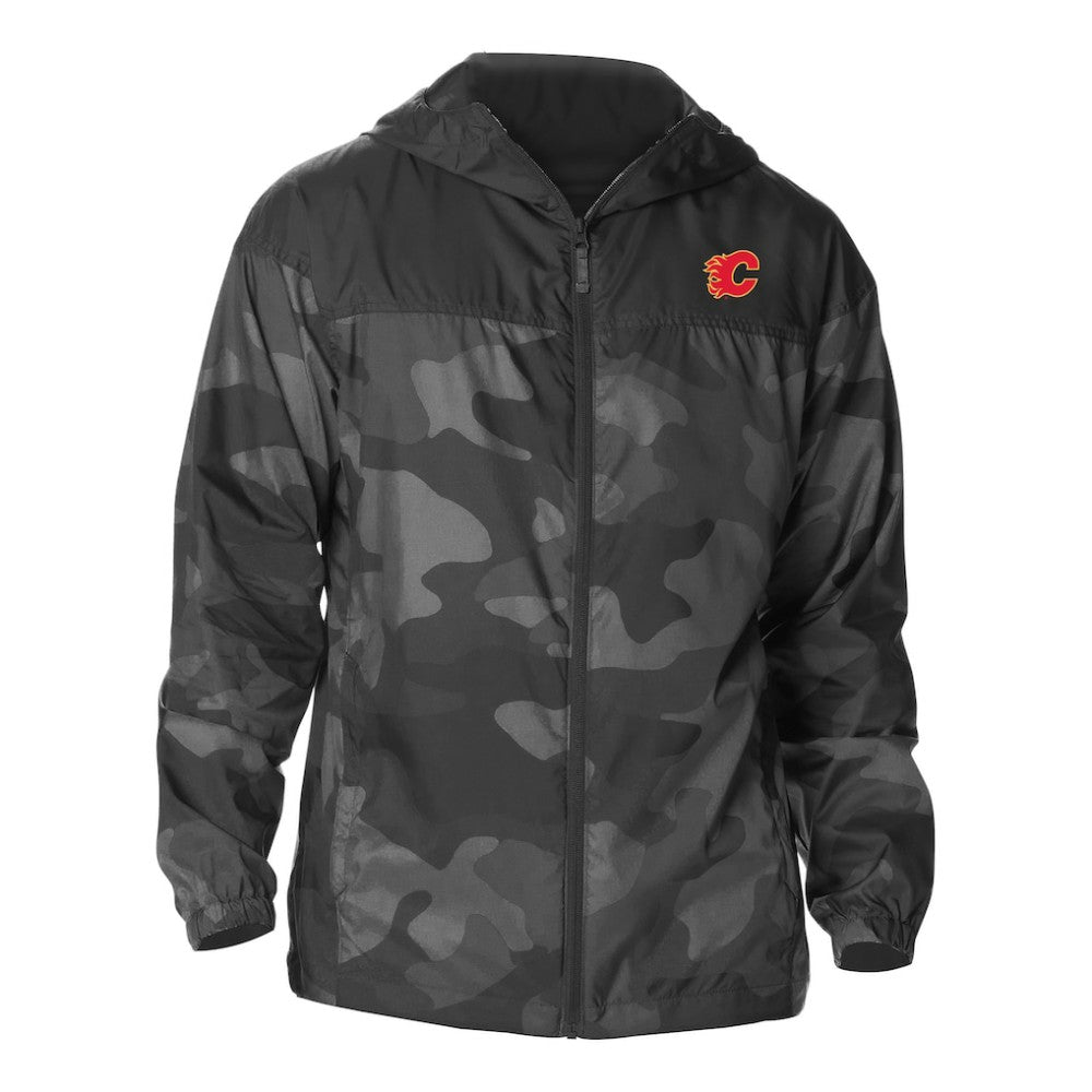 Calgary Flames Columbia Camo Flash Challenger Omni-Shade Full-Zip Hoodie Windbreaker - Black Hoodies