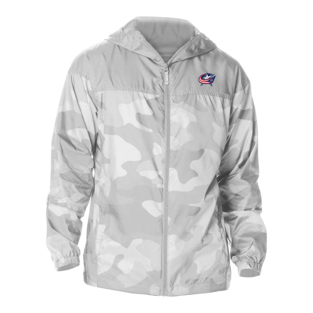 Columbus Blue Jackets Columbia Camo Flash Challenger Omni-Shade Full-Zip Hoodie Windbreaker - Gray Hoodies