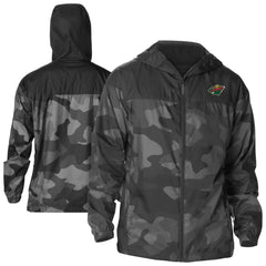 Minnesota Wild Columbia Camo Flash Challenger Omni-Shade Full-Zip Hoodie Windbreaker - Black Hoodies
