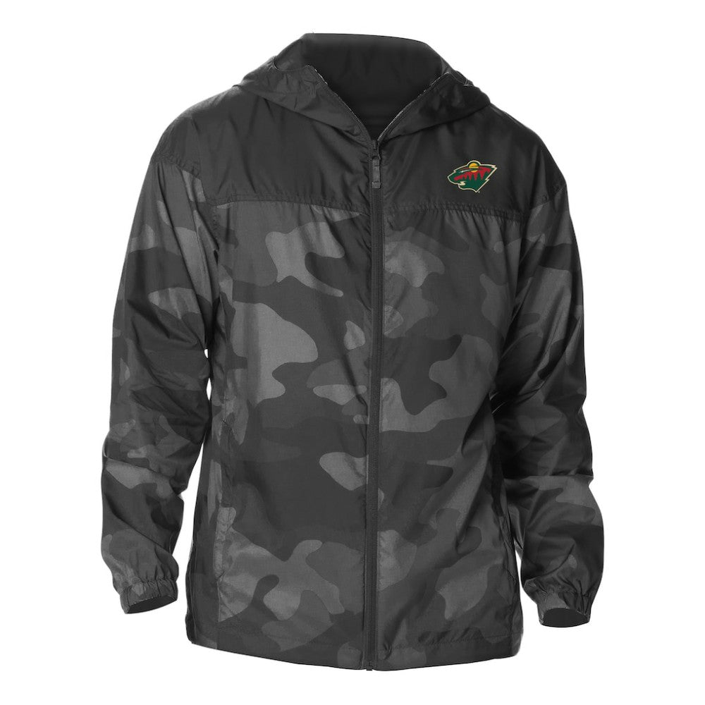 Minnesota Wild Columbia Camo Flash Challenger Omni-Shade Full-Zip Hoodie Windbreaker - Black Hoodies