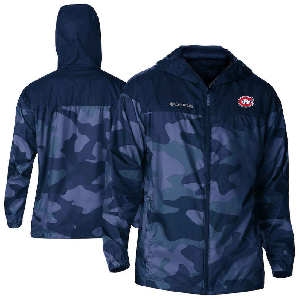 Montreal Canadiens Columbia Camo Flash Challenger Omni-Shade Full-Zip Hoodie Windbreaker - Navy Hoodies