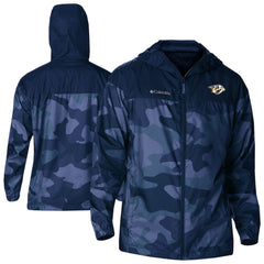 Nashville Predators Columbia Camo Flash Challenger Omni-Shade Full-Zip Hoodie Windbreaker - Navy Hoodies