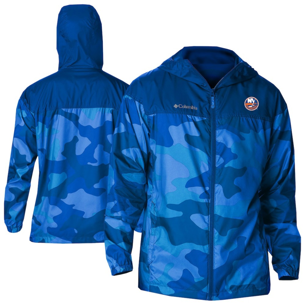 New York Islanders Columbia Camo Flash Challenger Omni-Shade Full-Zip Hoodie Windbreaker - Royal Hoodies