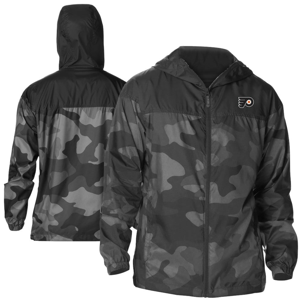 Philadelphia Flyers Columbia Camo Flash Challenger Omni-Shade Full-Zip Hoodie Windbreaker - Black Hoodies