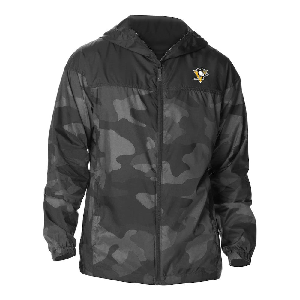 Pittsburgh Penguins Columbia Camo Flash Challenger Omni-Shade Full-Zip Hoodie Windbreaker - Black Hoodies