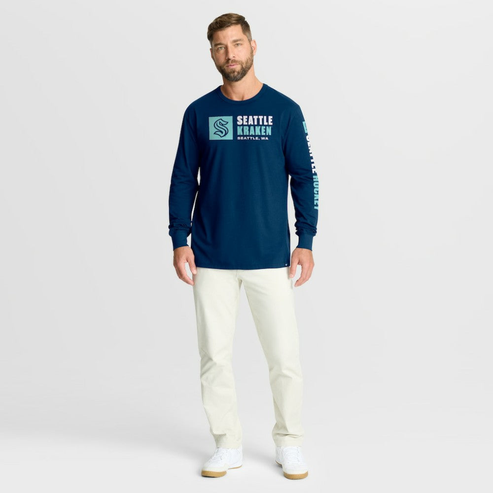 Seattle Kraken Fanatics Goal Crease Legacy Long Sleeve T-Shirt - Navy T-shirts