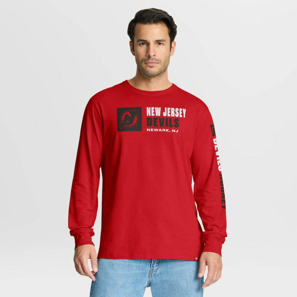 New Jersey Devils Fanatics Goal Crease Legacy Long Sleeve T-Shirt - Red T-shirts