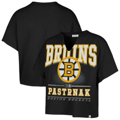 David Pastrnak Boston Bruins '47 Women's Elation Name & Number Oversized Notch Neck T-Shirt - Black T-shirts