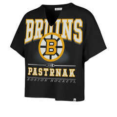 David Pastrnak Boston Bruins '47 Women's Elation Name & Number Oversized Notch Neck T-Shirt - Black T-shirts