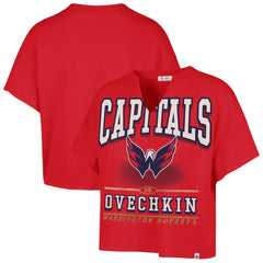 Alexander Ovechkin Washington Capitals '47 Women's Elation Name & Number Oversized Notch Neck T-Shirt - Red T-shirts