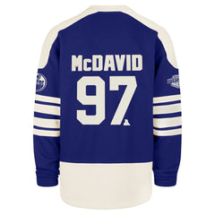 Connor McDavid Edmonton Oilers '47 Player Name & Number Sweep Check Eternal Lacer Sweatshirt - Royal Sweatshirts