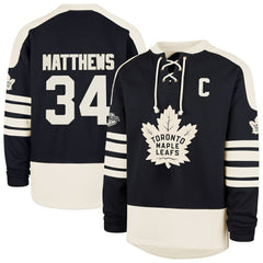 Auston Matthews Toronto Maple Leafs '47 Player Name & Number Sweep Check Eternal Lacer Sweatshirt - Navy Sweatshirts