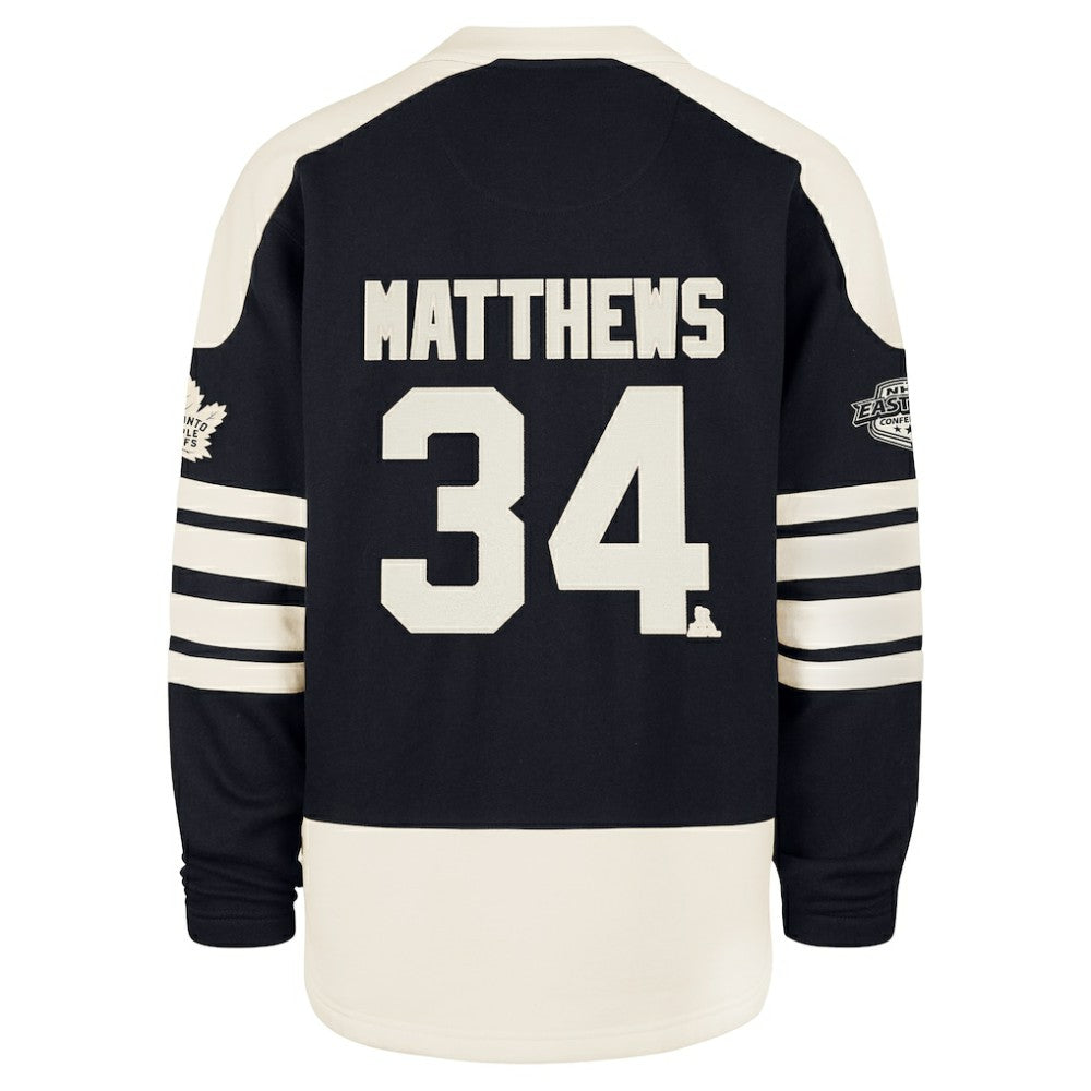 Auston Matthews Toronto Maple Leafs '47 Player Name & Number Sweep Check Eternal Lacer Sweatshirt - Navy Sweatshirts