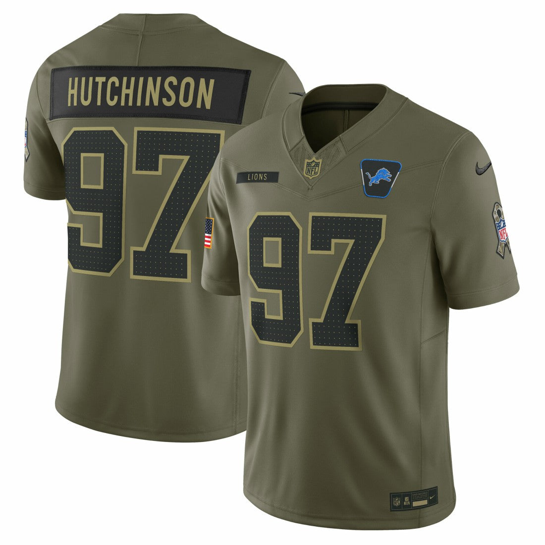 Aidan Hutchinson Detroit Lions 2025 Salute to Service Limited Jersey - Olive discount