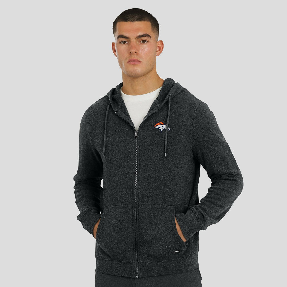 Denver Broncos J. Palmer Players Lounge Tri-Blend Full-Zip Hoodie - Dark Heather Gray on sale