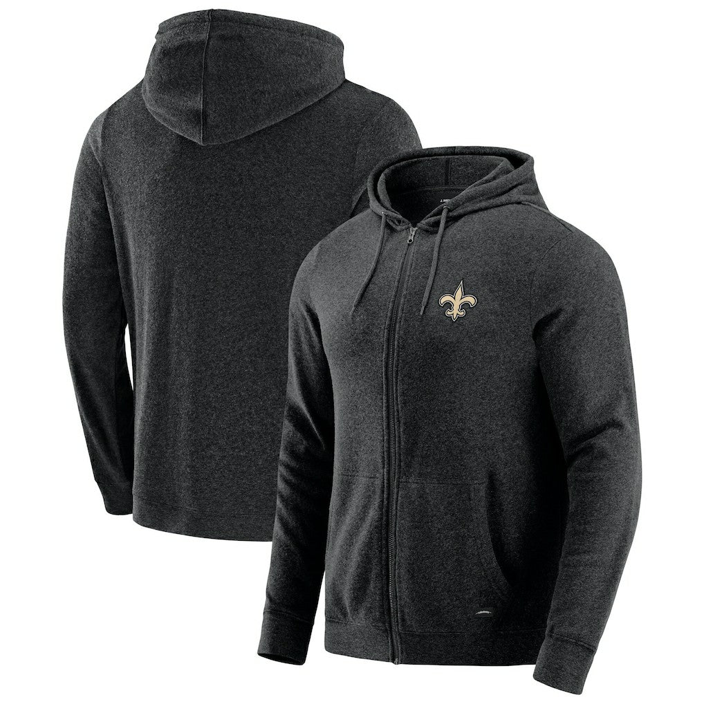 New Orleans Saints J. Palmer Players Lounge Tri-Blend Full-Zip Hoodie - Dark Heather Gray on sale