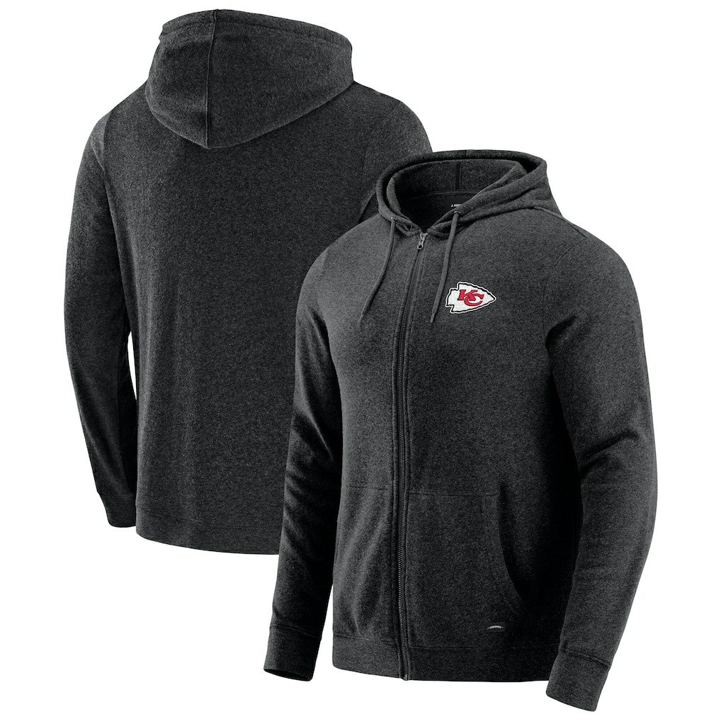 Kansas City Chiefs J. Palmer Players Lounge Tri-Blend Full-Zip Hoodie - Dark Heather Gray for sale
