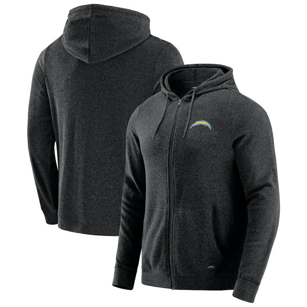 Los Angeles Chargers J. Palmer Players Lounge Tri-Blend Full-Zip Hoodie - Dark Heather Gray for sale