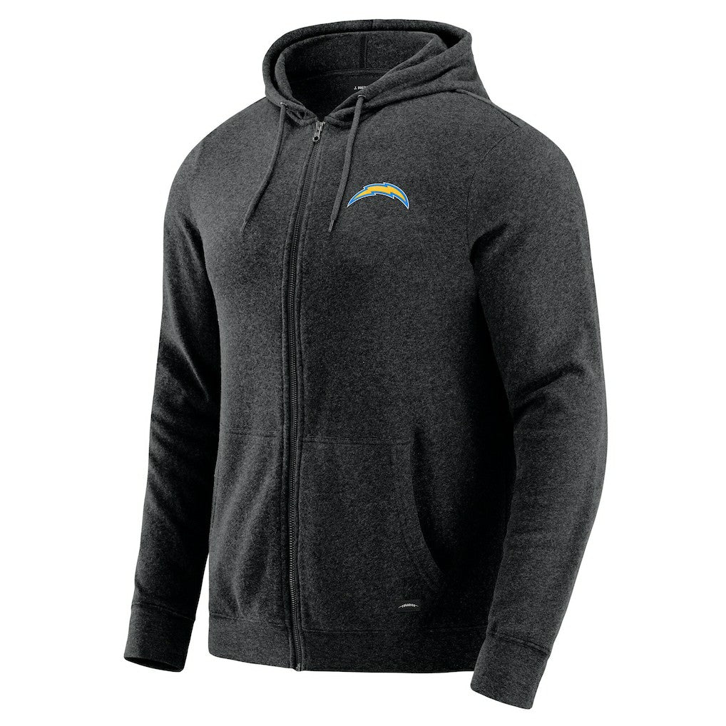 Los Angeles Chargers J. Palmer Players Lounge Tri-Blend Full-Zip Hoodie - Dark Heather Gray for sale