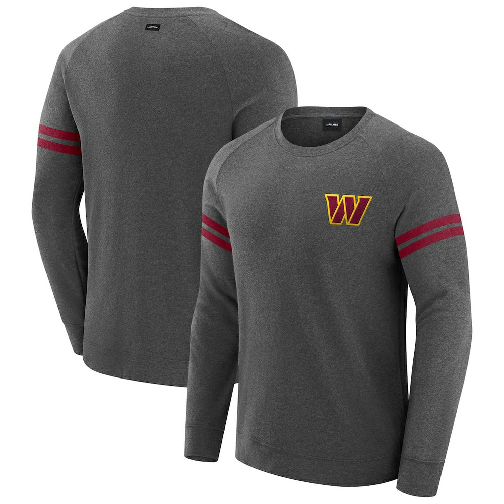 Washington Commanders J. Palmer Players Lounge Raglan Tri-Blend Sweatshirt - Dark Heather Gray for sale