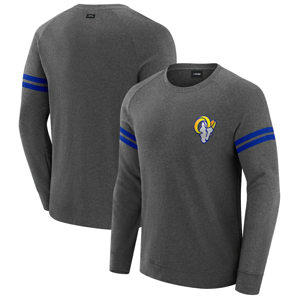 Los Angeles Rams J. Palmer Players Lounge Raglan Tri-Blend Sweatshirt - Dark Heather Gray discount