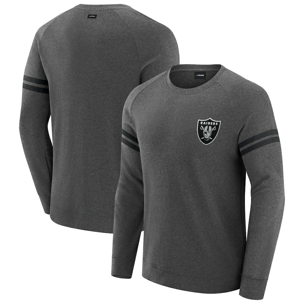 Las Vegas Raiders J. Palmer Players Lounge Raglan Tri-Blend Sweatshirt - Dark Heather Gray outlet