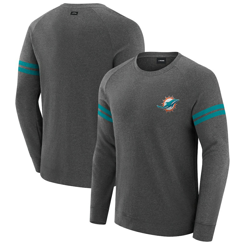 Miami Dolphins J. Palmer Players Lounge Raglan Tri-Blend Sweatshirt - Dark Heather Gray outlet