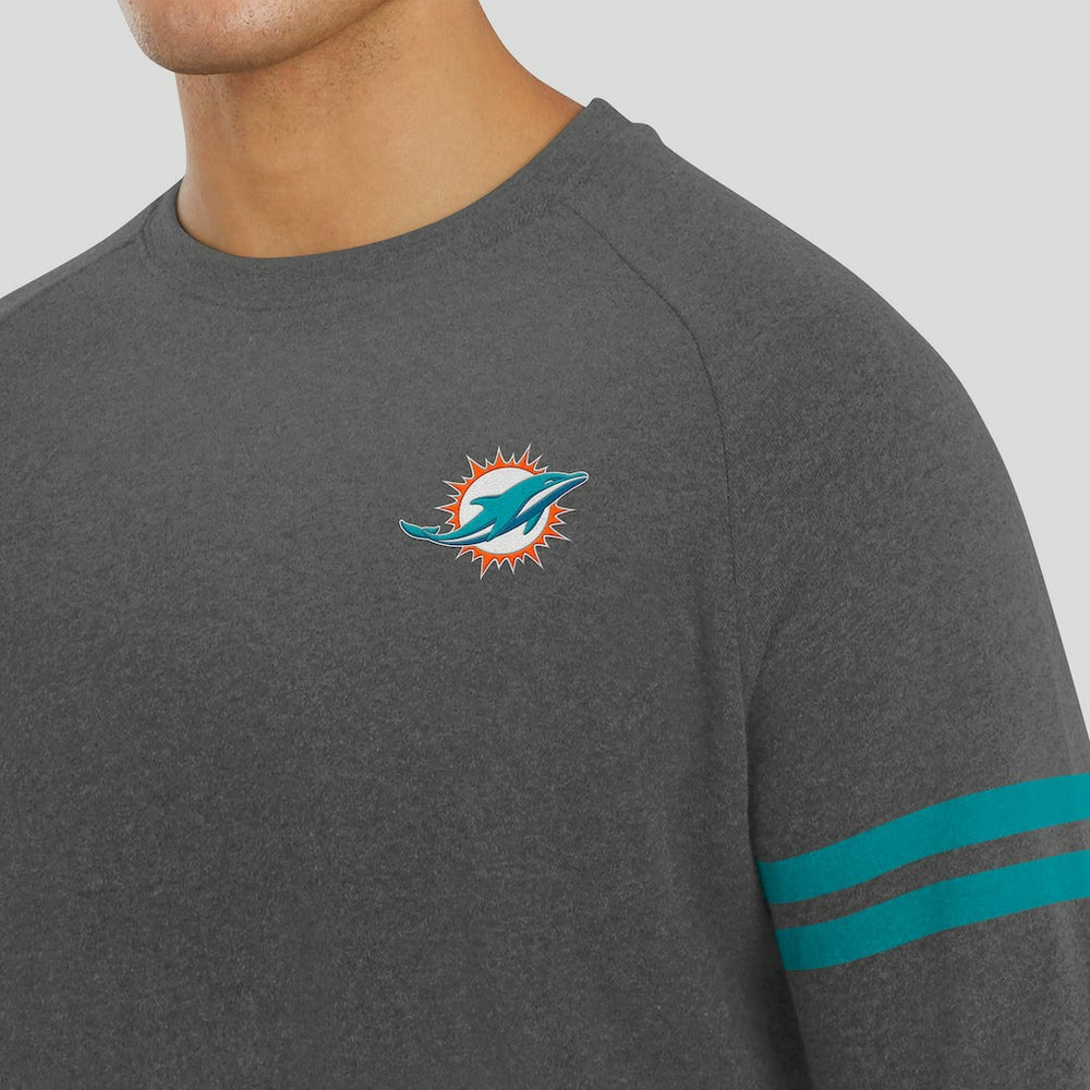 Miami Dolphins J. Palmer Players Lounge Raglan Tri-Blend Sweatshirt - Dark Heather Gray outlet