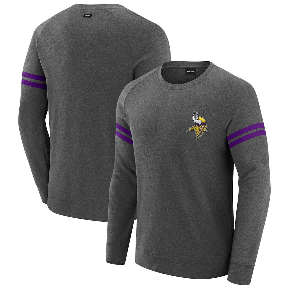 Minnesota Vikings J. Palmer Players Lounge Raglan Tri-Blend Sweatshirt - Dark Heather Gray discount