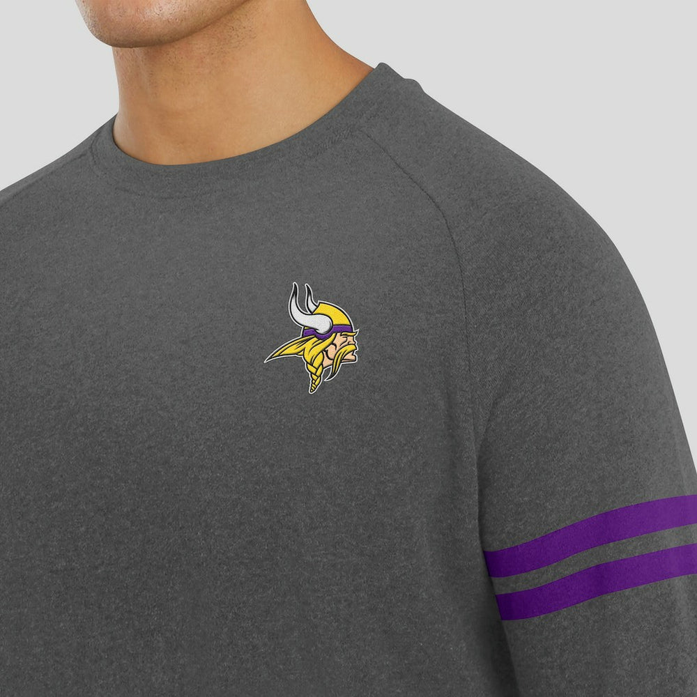 Minnesota Vikings J. Palmer Players Lounge Raglan Tri-Blend Sweatshirt - Dark Heather Gray discount