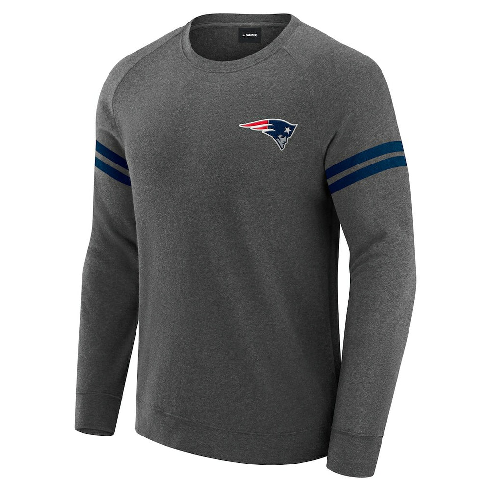 New England Patriots J. Palmer Players Lounge Raglan Tri-Blend Sweatshirt - Dark Heather Gray discount
