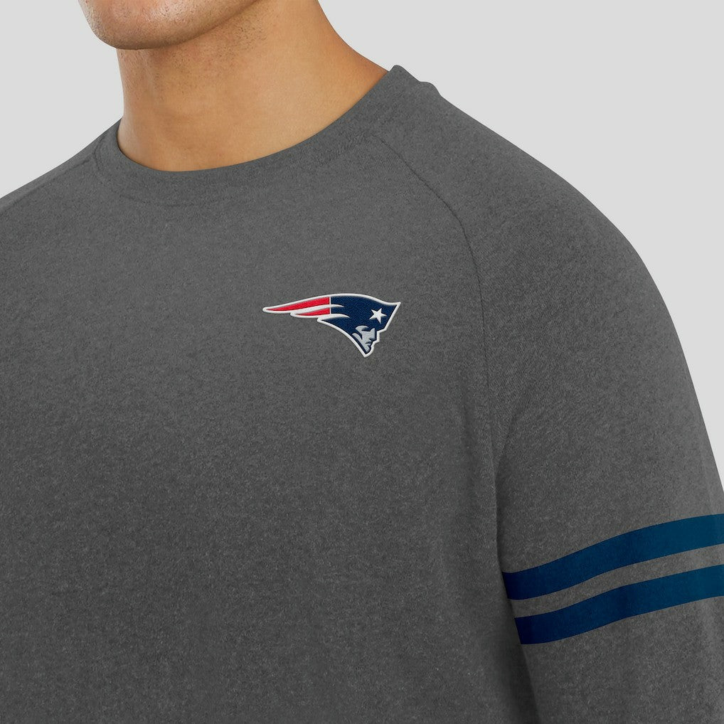New England Patriots J. Palmer Players Lounge Raglan Tri-Blend Sweatshirt - Dark Heather Gray discount