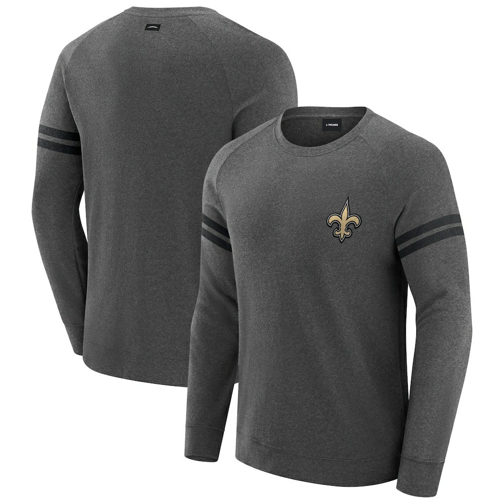 New Orleans Saints J. Palmer Players Lounge Raglan Tri-Blend Sweatshirt - Dark Heather Gray cheap