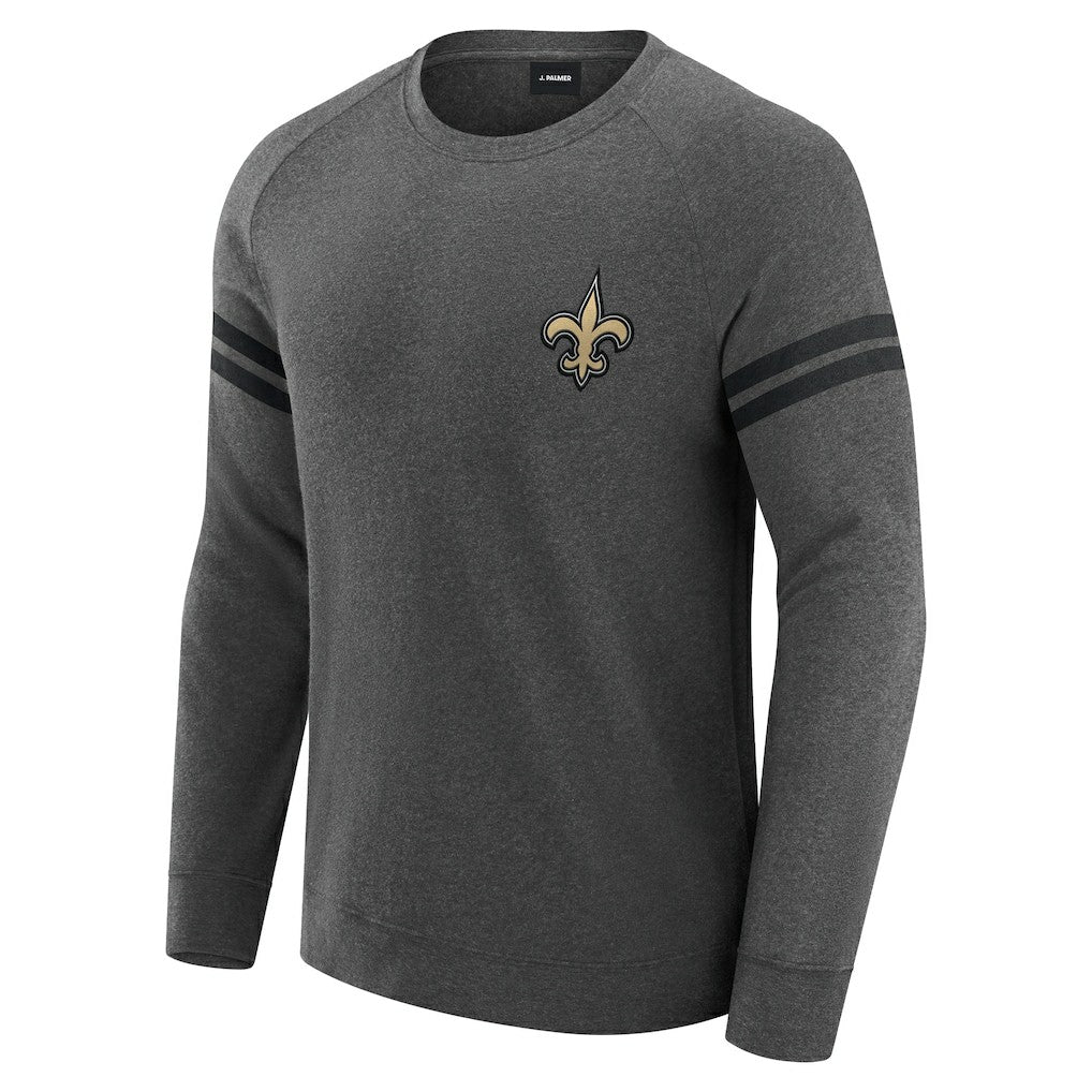 New Orleans Saints J. Palmer Players Lounge Raglan Tri-Blend Sweatshirt - Dark Heather Gray cheap