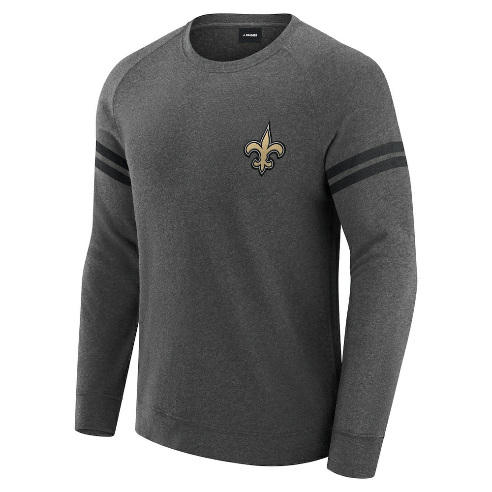 New Orleans Saints J. Palmer Players Lounge Raglan Tri-Blend Sweatshirt - Dark Heather Gray cheap