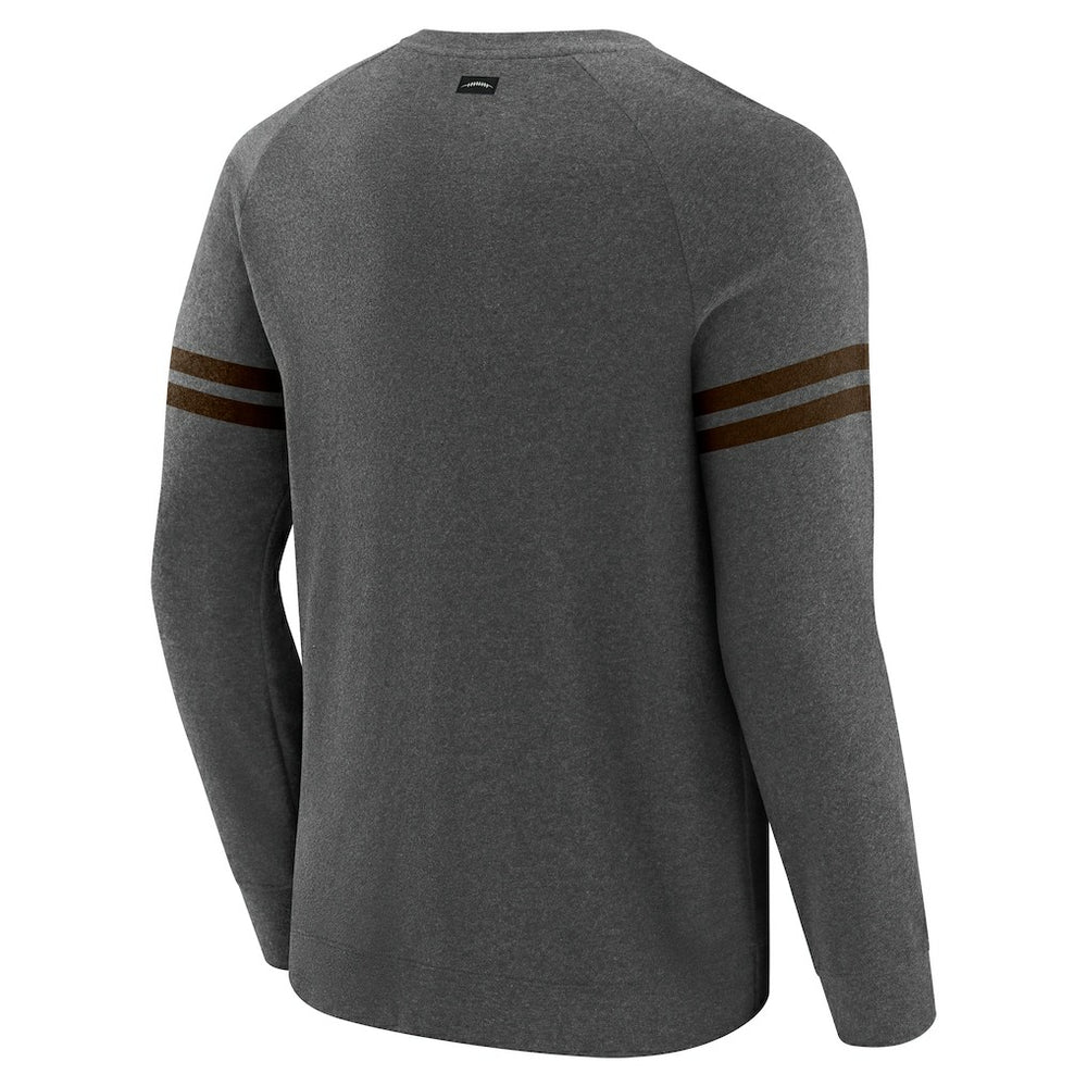 Cleveland Browns J. Palmer Players Lounge Raglan Tri-Blend Sweatshirt - Dark Heather Gray on sale