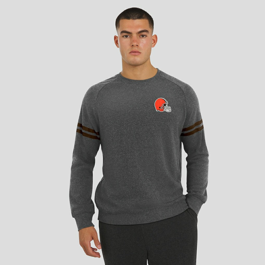 Cleveland Browns J. Palmer Players Lounge Raglan Tri-Blend Sweatshirt - Dark Heather Gray on sale
