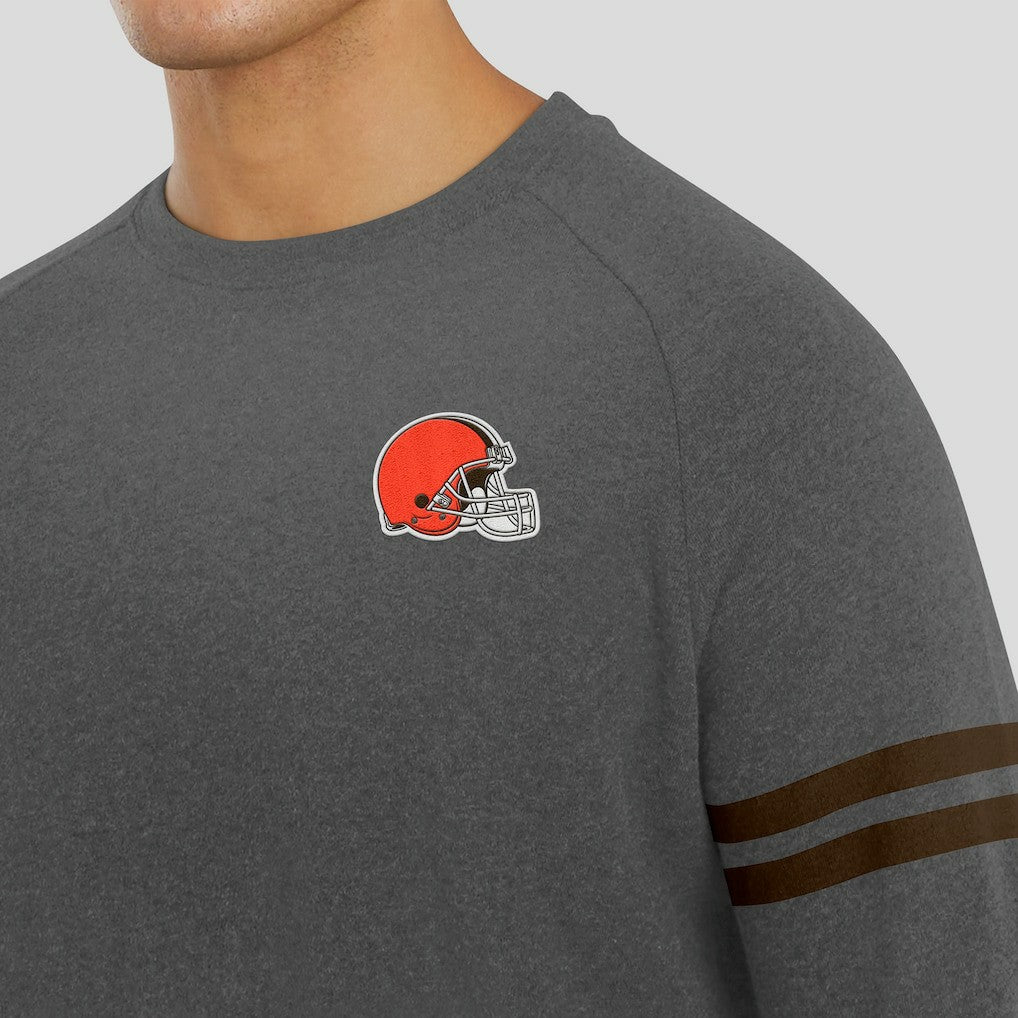 Cleveland Browns J. Palmer Players Lounge Raglan Tri-Blend Sweatshirt - Dark Heather Gray on sale