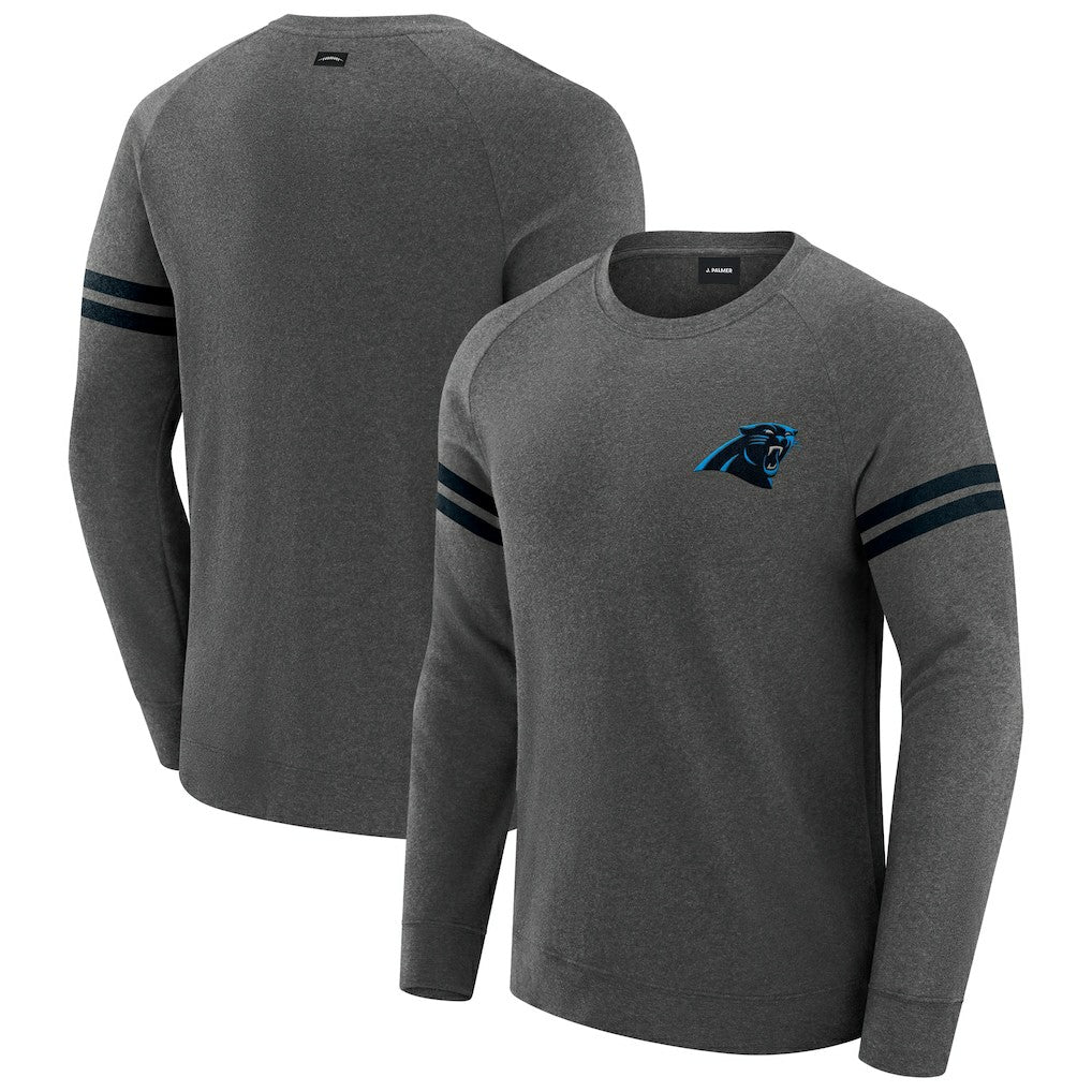 Carolina Panthers J. Palmer Players Lounge Raglan Tri-Blend Sweatshirt - Dark Heather Gray outlet