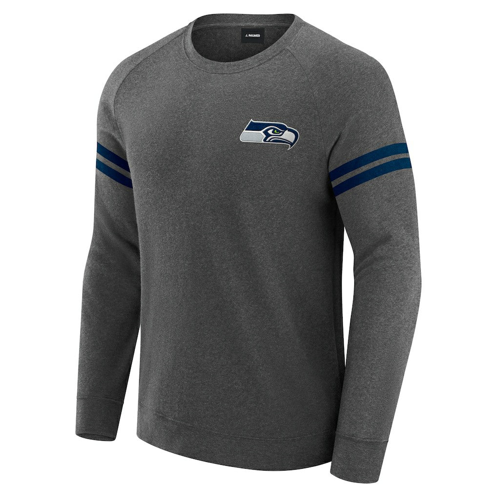 Seattle Seahawks J. Palmer Players Lounge Raglan Tri-Blend Sweatshirt - Dark Heather Gray for sale