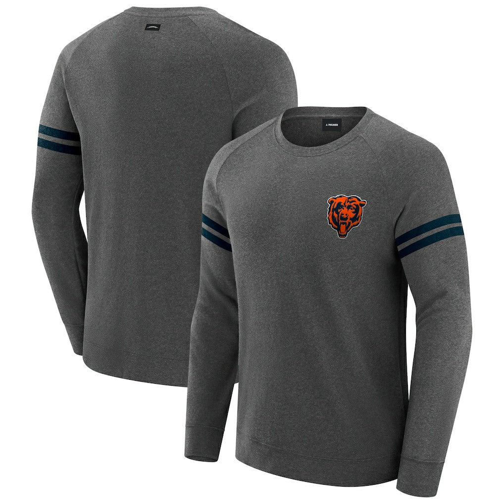 Chicago Bears J. Palmer Players Lounge Raglan Tri-Blend Sweatshirt - Dark Heather Gray discount
