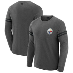 Pittsburgh Steelers J. Palmer Players Lounge Raglan Tri-Blend Sweatshirt - Dark Heather Gray cheap