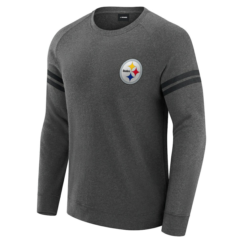 Pittsburgh Steelers J. Palmer Players Lounge Raglan Tri-Blend Sweatshirt - Dark Heather Gray cheap