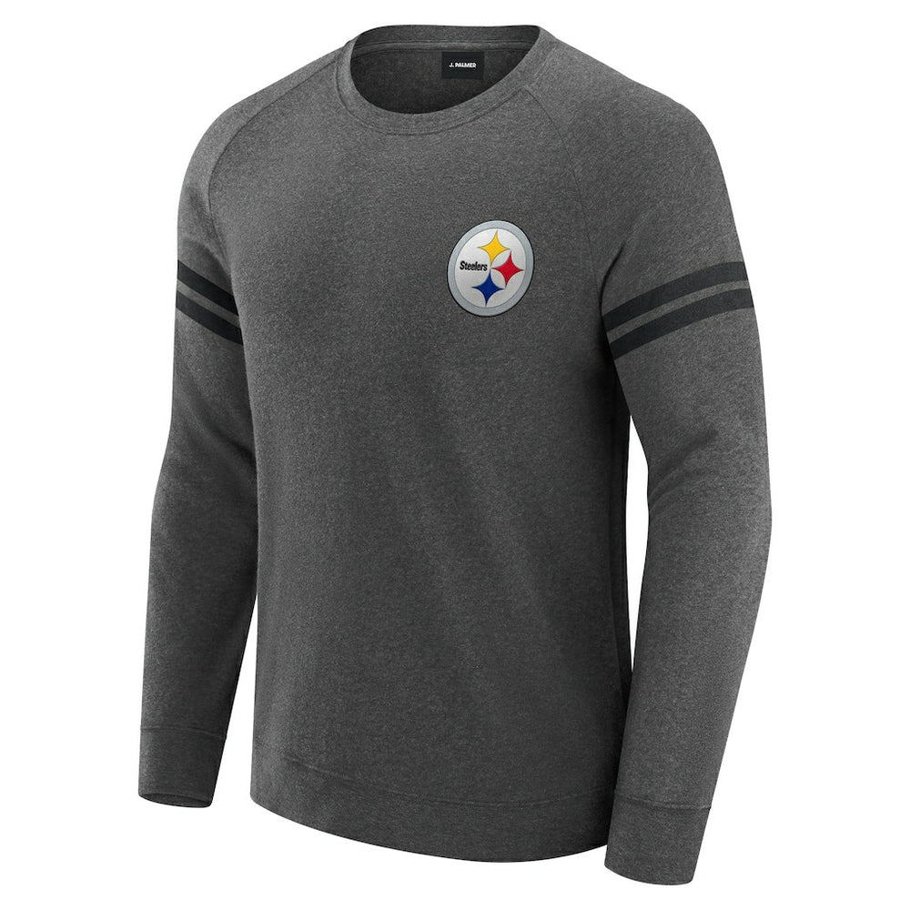 Pittsburgh Steelers J. Palmer Players Lounge Raglan Tri-Blend Sweatshirt - Dark Heather Gray cheap