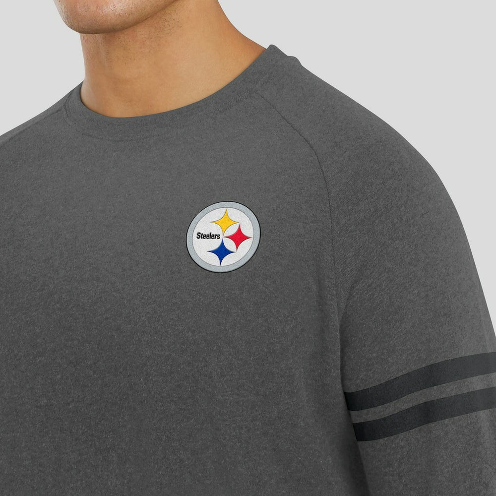 Pittsburgh Steelers J. Palmer Players Lounge Raglan Tri-Blend Sweatshirt - Dark Heather Gray cheap