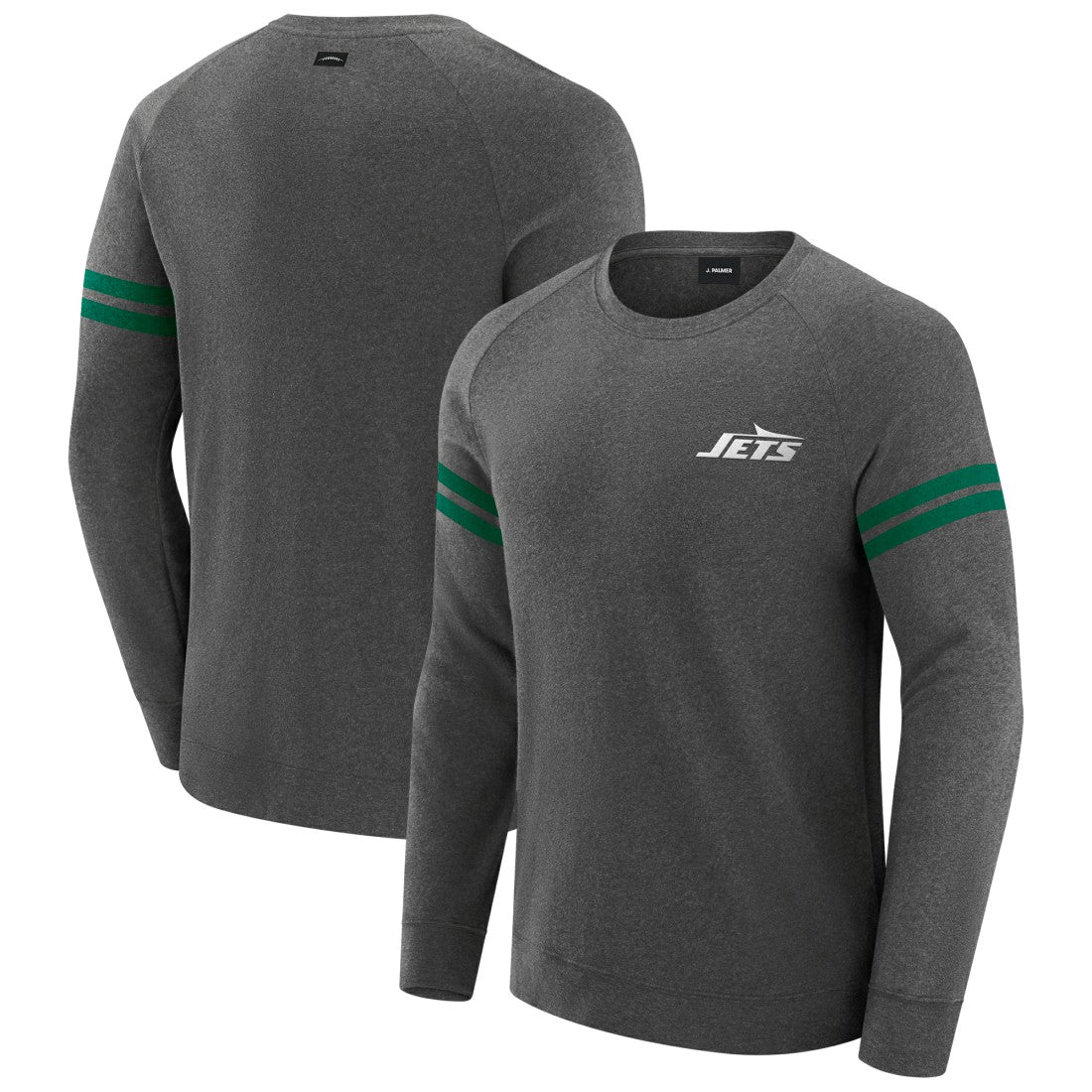 New York Jets J. Palmer Players Lounge Raglan Tri-Blend Sweatshirt - Dark Heather Gray on sale