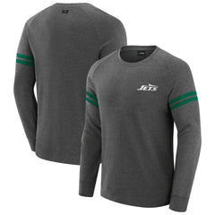 New York Jets J. Palmer Players Lounge Raglan Tri-Blend Sweatshirt - Dark Heather Gray on sale